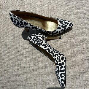 Animal print high heels.